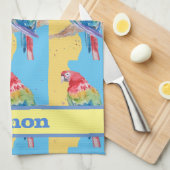 パロットマコーブルーバード誕生日ボーイズメンズ名 キッチンタオル (四つ折り)