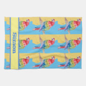 パロットマコーブルーバード誕生日ボーイズメンズ名 キッチンタオル (横)