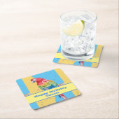 パロットマコーブルーバード誕生日ボーイズメンズ名 スクエアペーパーコースター (インサイチュ)