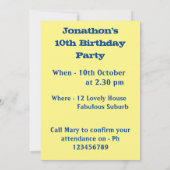 パロット マカオ 青い鳥 誕生日 子供 男の子 黄色 招待状 (裏面)