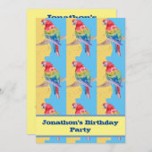 パロット マカオ 青い鳥 誕生日 子供 男の子 黄色 招待状 (正面/裏面)