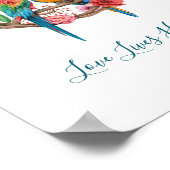 パロッパーソナライズされたツマカオバードカラフルフローラ ポスター (角)