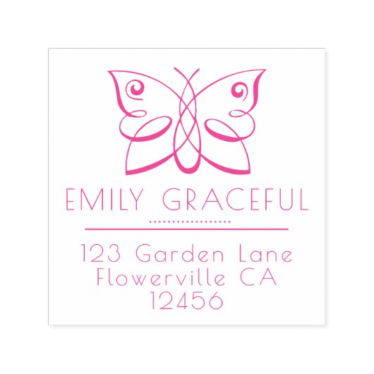 パロッフェミニングバタフライ差出人住所 セルフインキングスタンプ (デザイン)