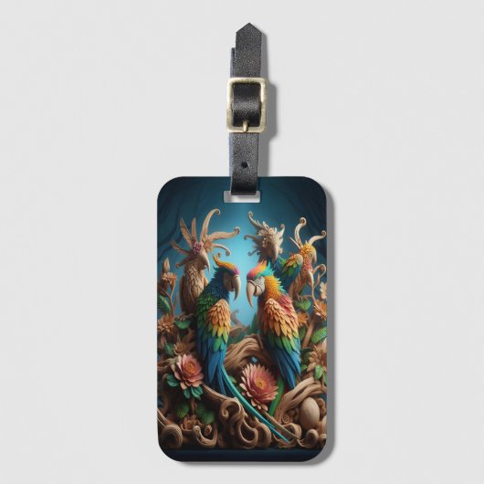 パロッ威厳のあるトが止まった ラゲッジタグ (正面縦)