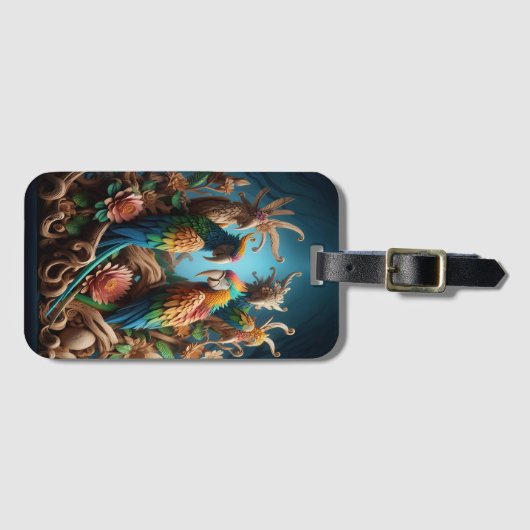 パロッ威厳のあるトが止まった ラゲッジタグ (正面横)