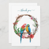 パロツマカオ鳥カラフルフローラサンキューカード サンキューカード (正面/裏面)
