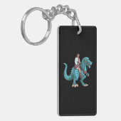 パロディおもしろいイエズライディング恐竜ミームディノ キーホルダー (正面左)