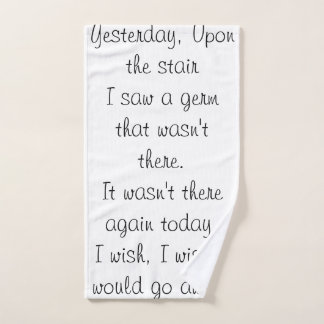 パロディの詩をハンドタオルに写して ハンドタオル