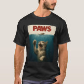 パロディー猫がかわいい驚いたネズミを追う Tシャツ (正面)