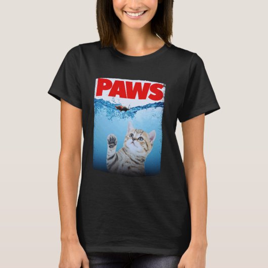 パロディー 猫がかわいいおびえたネズミを追う Tシャツ (正面)