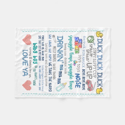 パロディ子供部屋アート男の赤ちゃんジェイ静かボブソング フリースブランケット (正面(横))