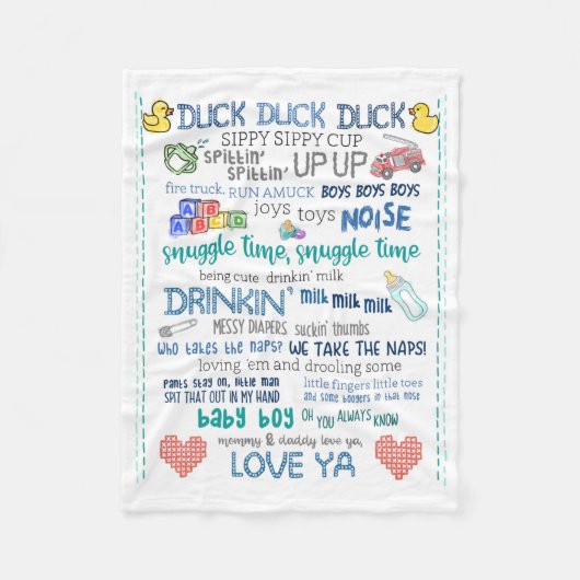 パロディ子供部屋アート男の赤ちゃんジェイ静かボブソング フリースブランケット (正面)