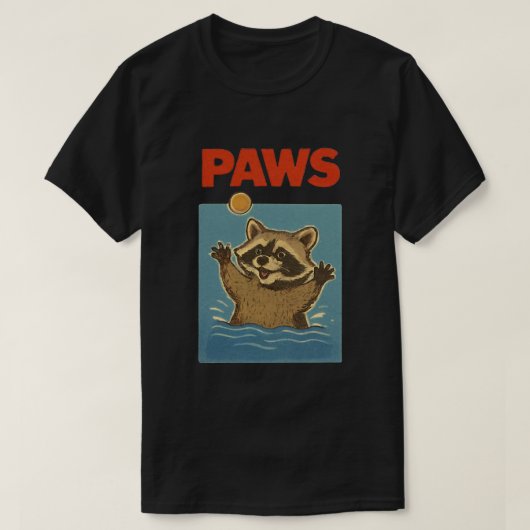 パロディ 黒のアライグマ かわいいネズミを追う  Tシャツ (デザイン正面)
