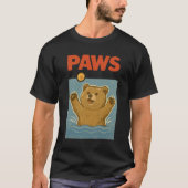 パロディ 黒熊 かわいいネズミを追う Tシャツ (正面)