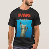 パロディ「PAWS」デザインの面白い猫 - かわいい子猫の映画 Tシャツ (正面)