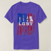 パロディLGBリバティおもしろいガンズビールアメリカン国旗 Tシャツ (デザイン正面)