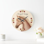 パロパーソナライズされたミノと花馬壁時計 ラージ壁時計 (ホーム)