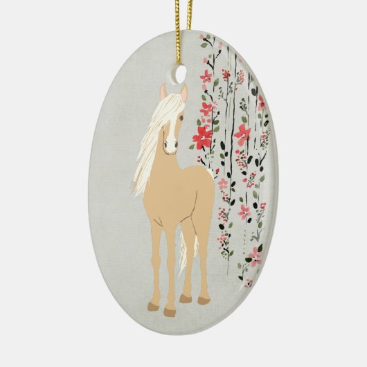 パロパーソナライズされたミノポニーとフラワーホース セラミックオーナメント (左)