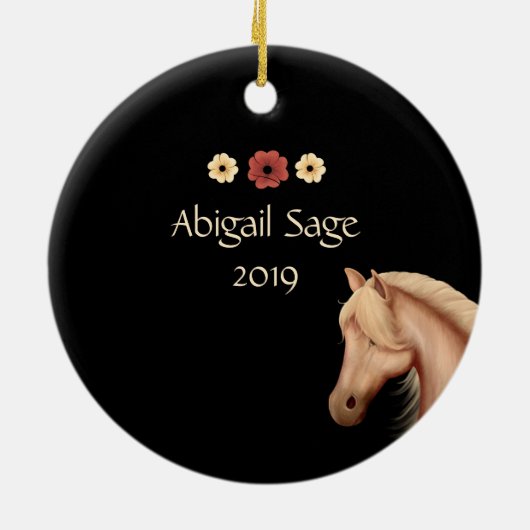 パロパーソナライズされたミノポニーホースクリスマス セラミックオーナメント (裏面)