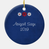 パロパーソナライズされたミノポニー赤白青ホース セラミックオーナメント (裏面)