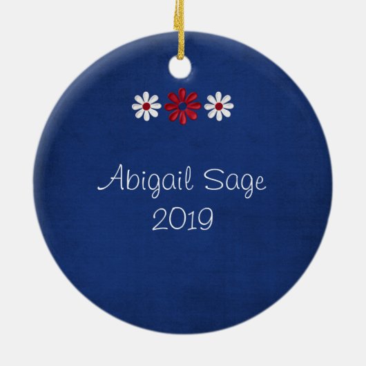 パロパーソナライズされたミノポニー赤白青ホース セラミックオーナメント (裏面)