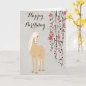 パロミかわいらしノポニーアンドフラワーズホース誕生日 カード (黄色い花)