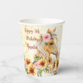 パロミノとヒマワリの馬の誕生日パーティー 紙コップ (裏面)