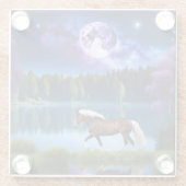 パロミノのベルギーホースの下の紫の星空 ガラスコースター (裏面)