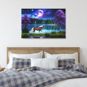 パロミノのベルギーホースの下の紫の星空 キャンバスプリント (インサイチュ (寝室))