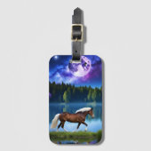 パロミノのベルギーホースの下の紫の星空 ラゲッジタグ (正面縦)