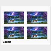 パロミノのベルギーホースの下の紫の星空 長方形シール (シート)