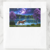 パロミノのベルギーホースの下の紫の星空 長方形シール (バッグ)