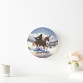 パロミノの馬に乗るカウボーイ ラウンド壁時計 (ホーム)