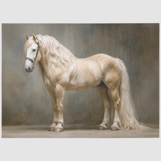 パロミノの馬のデコパージュ肖像画 薄葉紙 (正面)