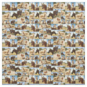 パロミノの馬の写真コラージュ ファブリック (見本)