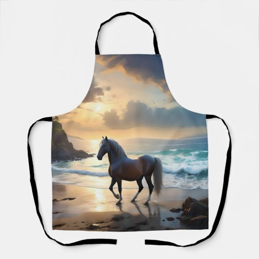 パロミノの馬はビーチに エプロン (正面)