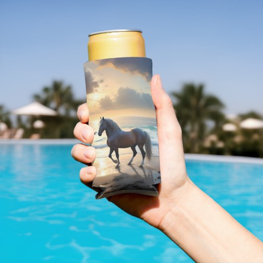 パロミノの馬はビーチに スリム缶クーラー (インサイチュ プール)