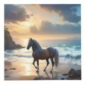 パロミノの馬はビーチに フォトキューブ (正面)