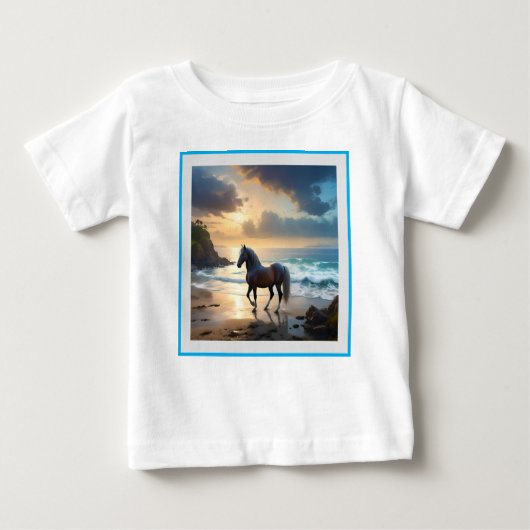 パロミノの馬はビーチに ベビーTシャツ (正面)