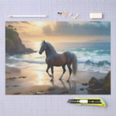 パロミノの馬はビーチに 薄葉紙 (クラフト)