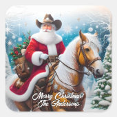 パロミノクリスマスに乗る西サンタクロース スクエアシール (正面)