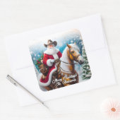 パロミノクリスマスに乗る西サンタクロース スクエアシール (封筒)