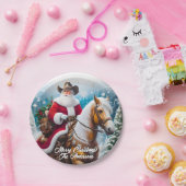 パロミノクリスマスに乗る西サンタクロース ペーパープレート (パーティー)