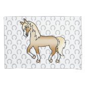 パロミノトロット馬かわいい漫画イラストレーション 枕カバー (正面)