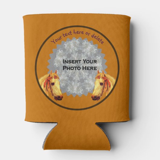 パロミノ馬のパーソナライズされた写真 缶クーラー (裏面)