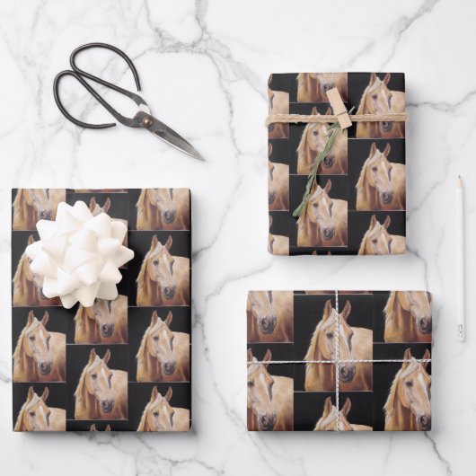 パロミノ馬芸ギフトラッピング紙シート ラッピングペーパーシート (正面)