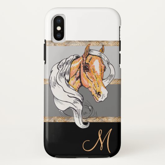 パロミノ(黒グラデーション/金ゴールドストライプ) Case-Mate iPhoneケース (裏面)