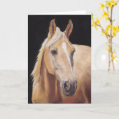 パロミーノの馬の頭ウマ科の部アートグリーティングカード カード (黄色い花)