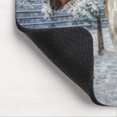 パロ絵を描ミノの馬と雪のウマ科の写真 マウスパッド (コーナー)