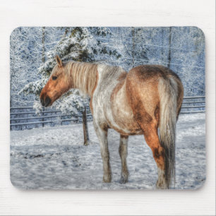 パロ絵を描ミノの馬と雪のウマ科の写真 マウスパッド